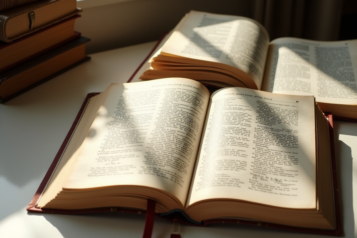 Dictionnaires ouverts avec mots de beauté en français