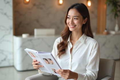 Femme confiante en clinique de beauté moderne