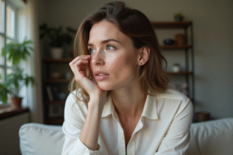 Portrait d'une femme avec une cicatrice sur la joue