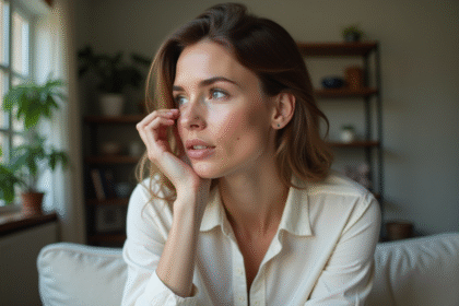 Portrait d'une femme avec une cicatrice sur la joue